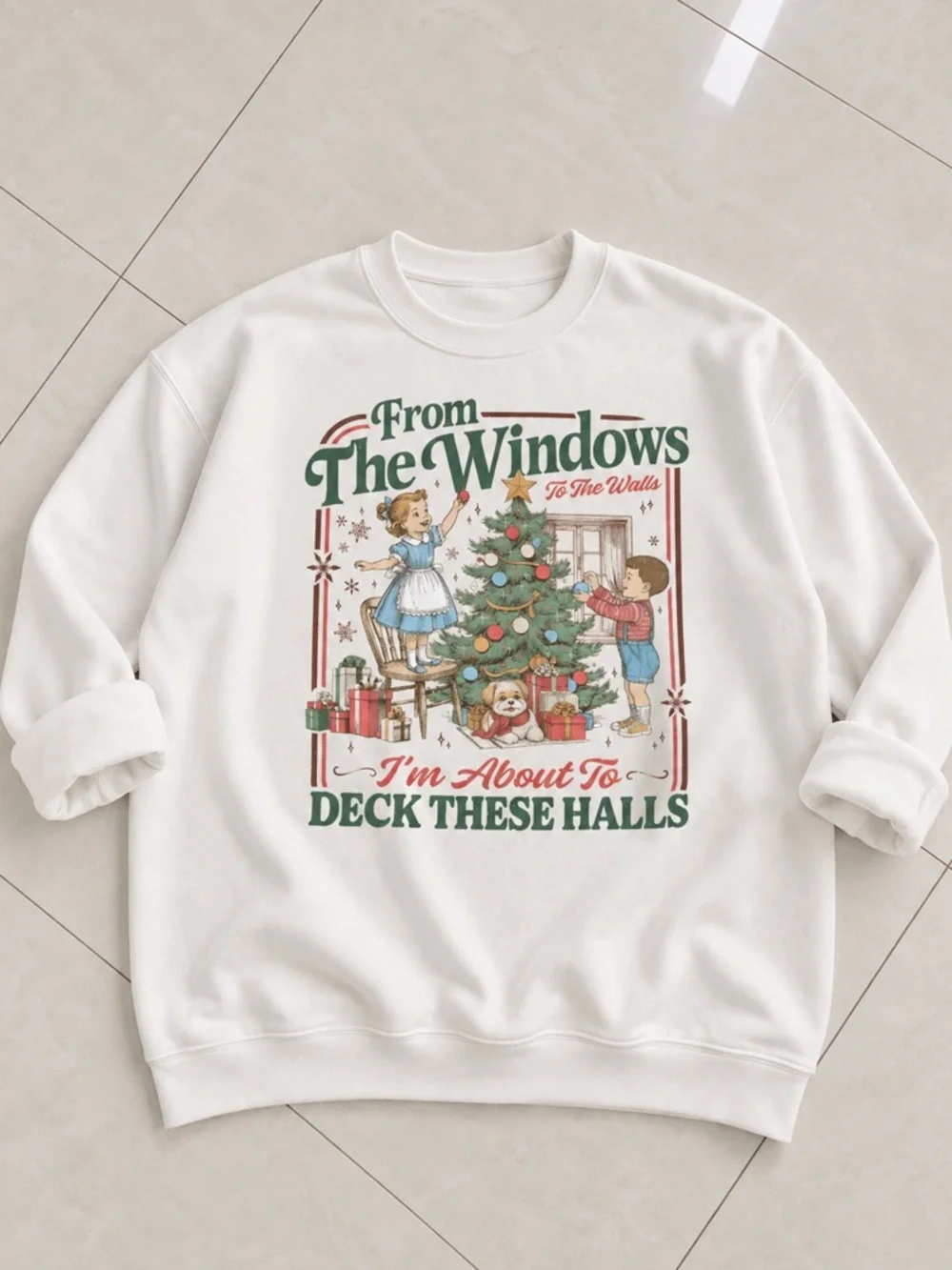 From The Window Christmas Gift Graphic White Sweater